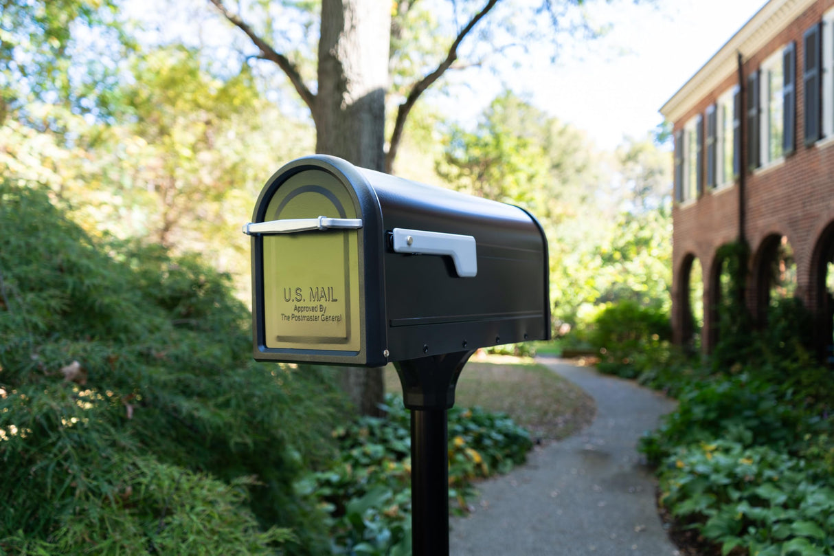 Architectural Mailboxes Chadwick Galvanized Steel Post Mount Mailbox, 8950B-10, Black, Medium Capacity