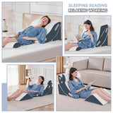 Yojoker 4PCS Orthopedic Bed Wedge Pillow Set for Sleeping, Post Surgery Foam Pillow for Body, Back and Leg Pain Relief, Triangle Adjustable Support Pillow - Acid Reflux Sleeping Pillows Navy