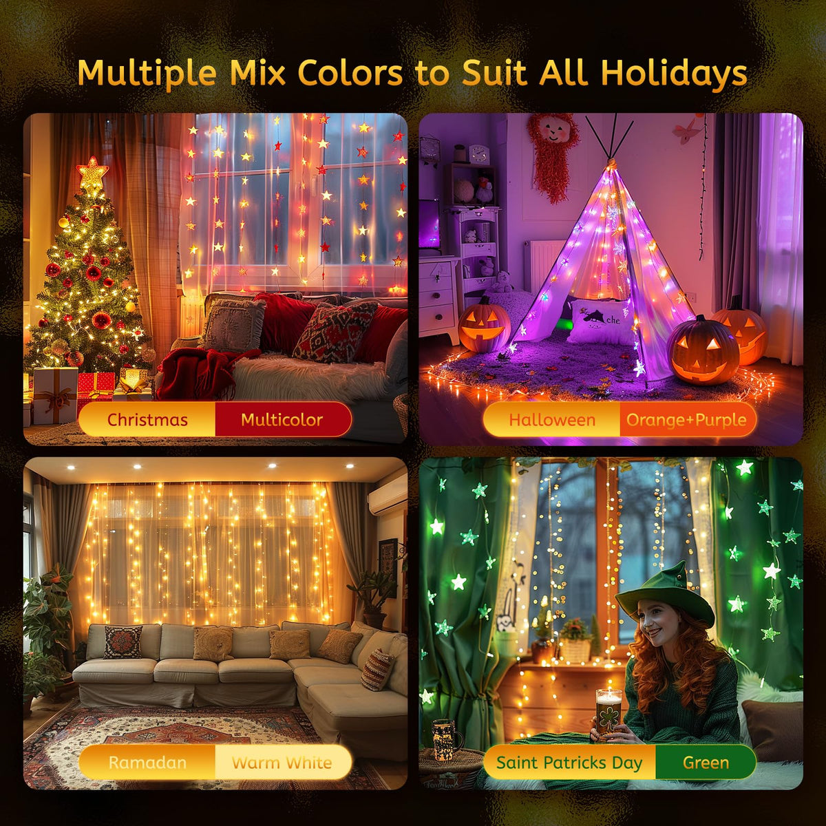 Minetom USB Star String Lights - 33 ft 100 LED Color Changing Star Fai ...