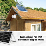 blessny Solar Powered Exhaust fan, 25W Solar Panel + 8" Ventilation Vent Fan for Outside Greenhouse, Chicken Coop, Shed, Pet House