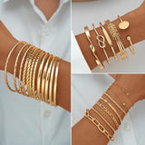 17 MILE 78 Pieces Gold Jewelry Set for Women, 9 Necklace, 24 Bangle Bracelet, 22 Earrings, 23 Knuckle Rings Ties Gold Plated Jewerly set for Women Gift