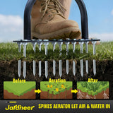 Jardineer Lawn Aerator Spike Tool, 36" Manual Yard Aeration Tool with 12 Thickened Steel Spikes, Pre-Assembled Grass Aerator for Soil Loosening & Yard Aeration in Lawn, Yard and Garden