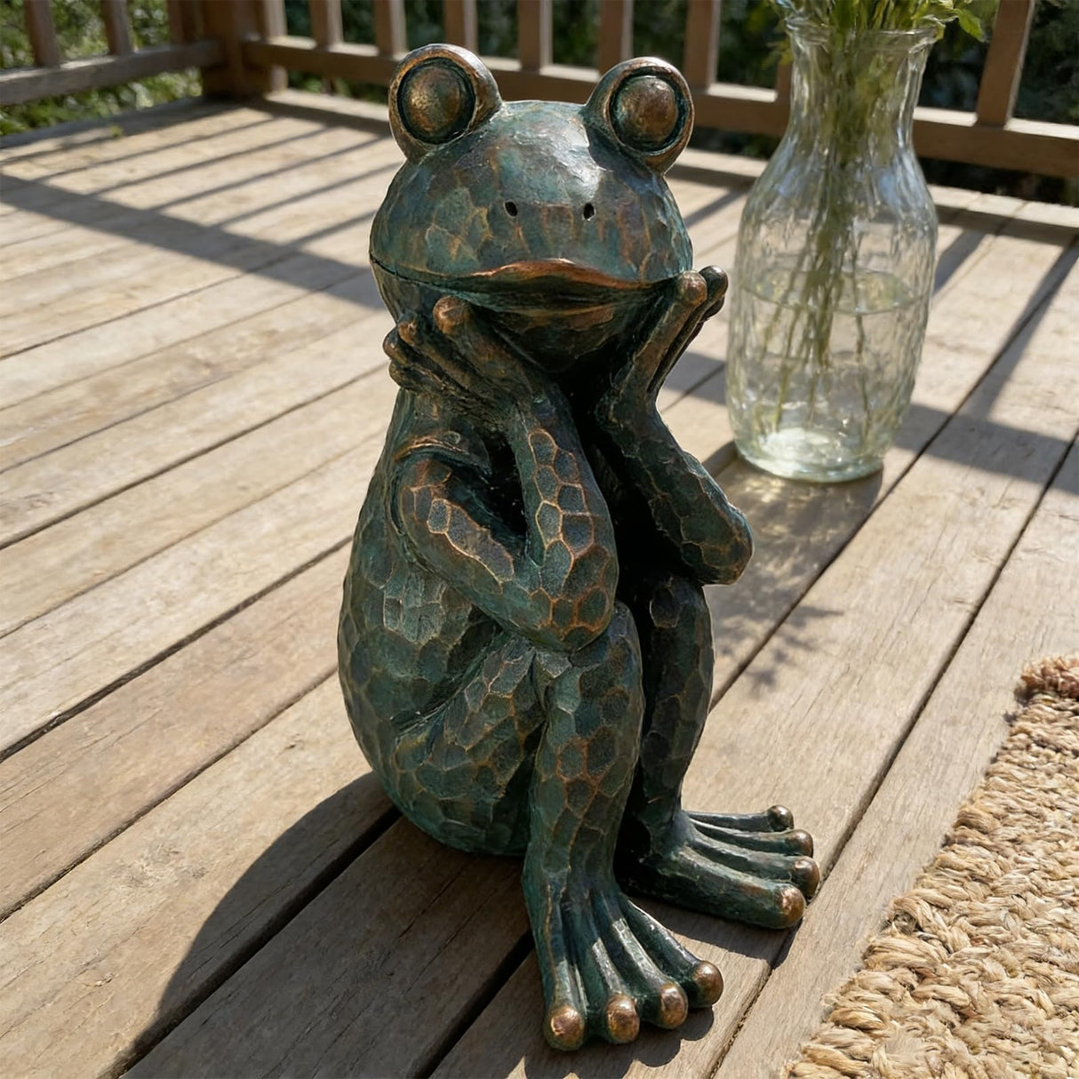 ResinHaven Meditation Frog Sculpture, 10" H 7.48" L Handcrafted Resin Zen Frog Statue, Suitable for Garden, Courtyard, Indoor and Outdoor Home Decoration