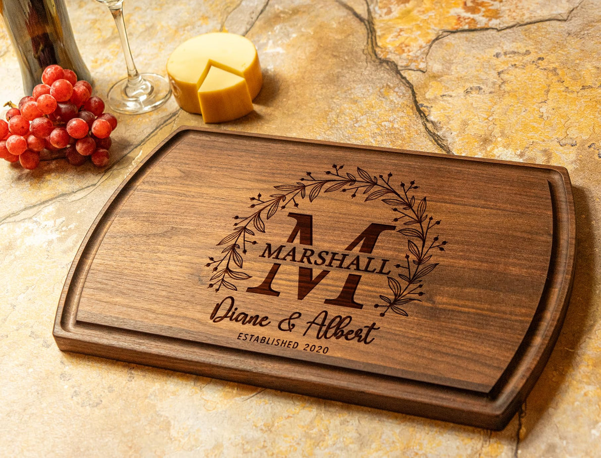 Crafted Custom Cutting Board - Personalized Cutting Board - Engraved Charcuterie Board - Wedding Gift for Couple - Best Present Idea for Bride, Bridal Shower, Anniversary, Christmas, & Housewarming