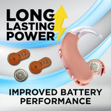 Powermax Size 312 Hearing Aid Batteries, 60 Count Long-Lasting Battery Pack, Brown Long Tab for Easy Change