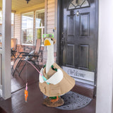 VioraWhite Fishing Goose Outfit Set Cute Lawn Porch Goose Costume Clothes for 23'' Cement Duck Outdoor Garden Yard Patio Camping Fishing Party Decoration