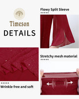Timeson Womens Christmas Tops: Sparkly 3/4 Sleeve Night Out - Womens Blouses Dressy Casual - Fashion Fall Shirts Red Tunics Holiday Clothes Plus Size Date Outfits Fancy Festive Attire Loose Fit XL
