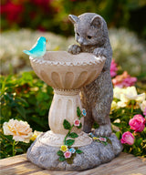 Nacome Solar Cat Statue for Garden Decor: IP44 Weatherproof Resin with Automatic Lighting - No Installation- Outdoor Yard Patio Balcony Art - Birthday Gifts for Bird Lovers Mom Grandma Women