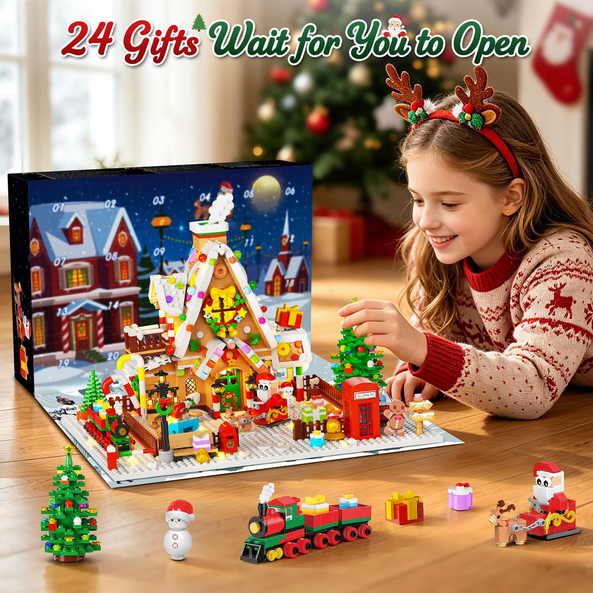 INSOON Advent Calendar 2026 Gingerbread House Mini Building Set with Lights