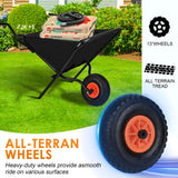 Collapsible Wheelbarrow with Flat-Free Wheel, Folding Utility Garden Cart