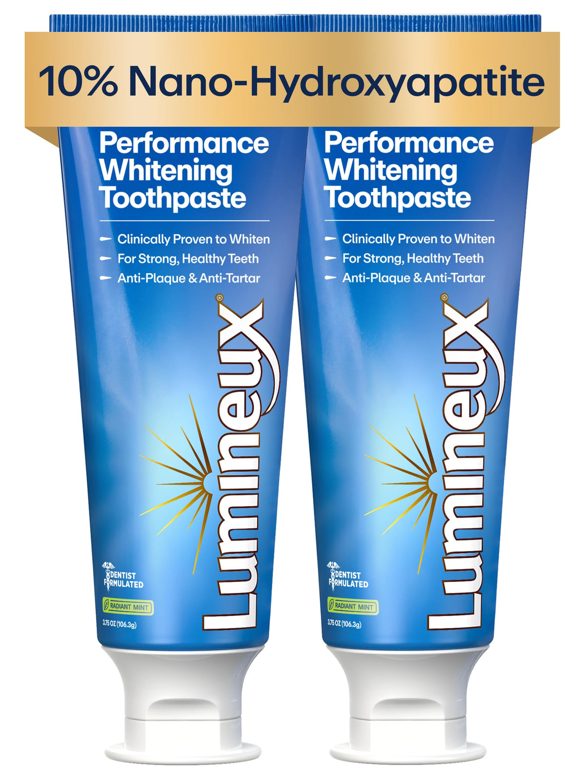 Lumineux 10% Nano Hydroxyapatite Toothpaste, Whitening 3.75 oz, 2 Pack