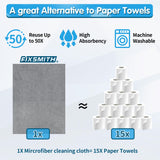 FIXSMITH Grey Microfiber Cleaning Cloth, Pack of 50, 16"X12" Cleaning Rags for Housekeeping and Kitchen, Reusable Shop Towels, Microfiber Towels for Cars, Lint Free, Scratch-Free, Highly Absorbent