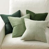 MIULEE Christmas Green Decorative Throw Pillow Covers 20x20 Inch Set of 4 Boho Farmhouse Cushion Covers Mordern Nordic Pillow Cases Soft Corduroy Gradient Home Decor for Couch Sofa Living Room Bed