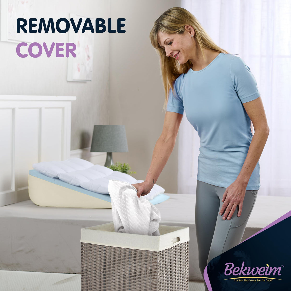 Bed Wedge Pillow for Sleeping with Memory Foam and Ultra Comfortable Topper - Wedge Pillow for Sleep Apnea, Acid Reflux Relief, Gerd, After Surgery and Back Pain Relief (White)