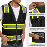 ArcRidge Reflective Safety Vest for Men and Women - High Visibility Construction Vest - Dual Tone Reflective Strips (Black, Large)