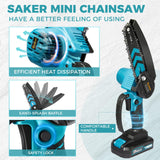 Saker Mini Chainsaw,6 Inch Portable Electric Chainsaw Cordless, Small Handheld Chain saw for Tree Branches,Courtyard, Household and Garden,Christmas Gifts for Men Dad Husband Women