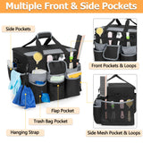 HODRANT Large Rolling Cleaning Caddy with Detachable Trolley & Lid, Cleaning Cart on Wheels with Shoulder Strap & Handles, Cleaning Supplies Organizer with Multi Pockets for Cleaning Tools Storage