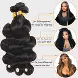 12A Human Hair Bundles 22 24 26 Inch Body Wave Bundles Human Hair 100% Unprocessed Brazilian Virgin Hair Quick Weave Extensions Natural Black