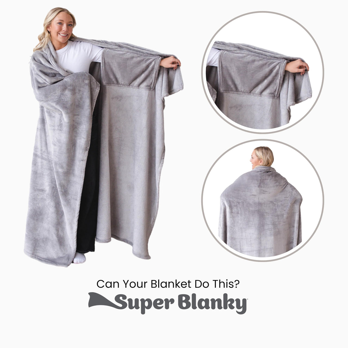 Super Blanky Wearable Blankets for Women, Adult Wearable Blanket Men, Christmas Gifts for Women, Comfy Girlfriend Birthday Gifts for Her, Wife Birthday Gift Ideas, Blanket With Sleeves - Light Gray