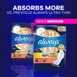 Always Ultra Thin Overnight Pads, Size 4, Overnight, Unscented, 50 Count x 3 Packs (150 Count total) (Packaging May Vary)