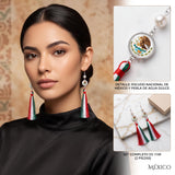 Handmade 925 Silver Plated Long Tassel Earring,Premium Mexican Heritage Jewelry,Patriotic Festival Gift Mothers Party Boho