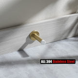 JQK Door Stopper Gold, 304 Stainless Steel Thicken 1mm Sound Dampening Door Stop Bumper Wall Protetor 4 Pack, Brushed Gold White Tip, DSB5-WG-P4