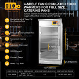 4-Shelf Electric Fan Circulated Hot Box Food Warmer for Holding 4" D Full-Size Steam Table Pans, Countertop Heated Holding Cabinet for Pizza Pretzel, Catering Warming Oven w/Water Tray, 120V, 600W