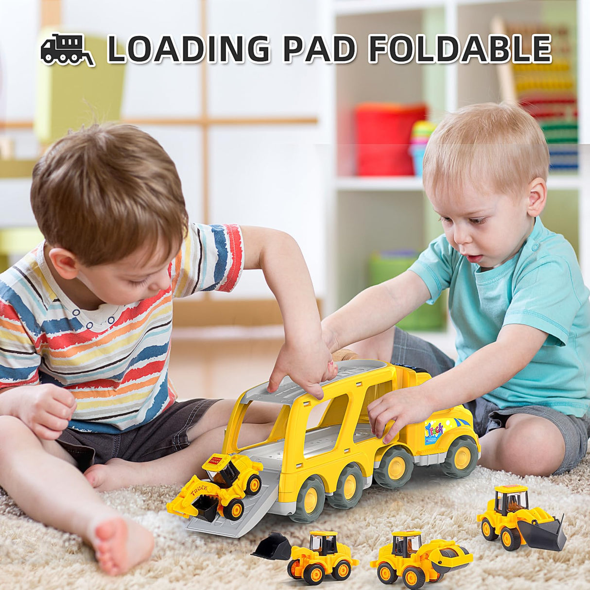 Veslier Construction Truck Toys for Boys Girls Age 1 2 3 4 5 6 Years Old，Carrier Transport Trucks for Kids 1-3 3-5 Year Old，Christmas Birthday Gift Toddler Toys.