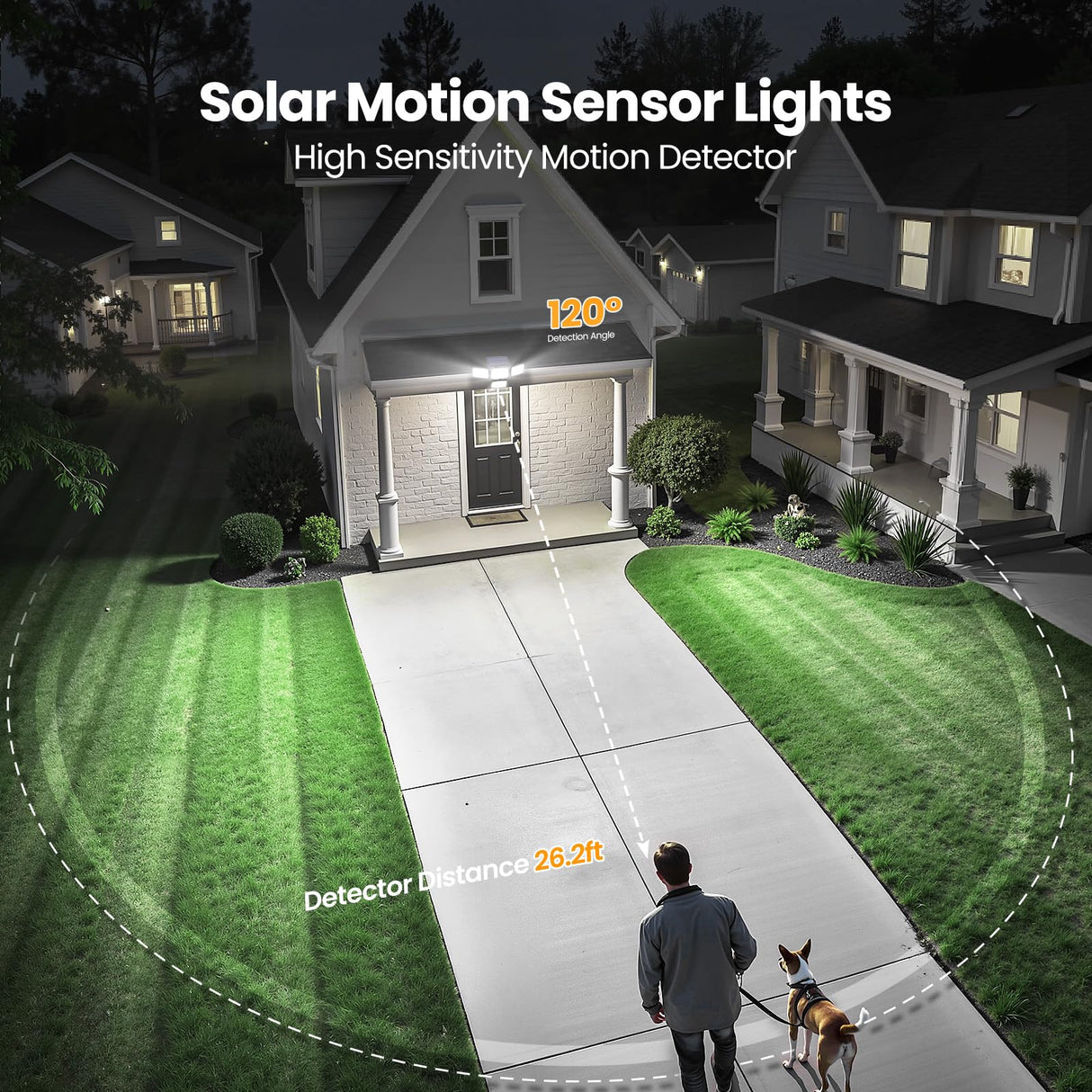Onforu Solar Lights Outdoor 3000LM 4 Heads Motion Sensor Outdoor Lights, Remote Control, 3 Mode, Solar Security Wall Lights, IP65 Waterproof Flood Lights, Garden, Backyard, 2 Pack