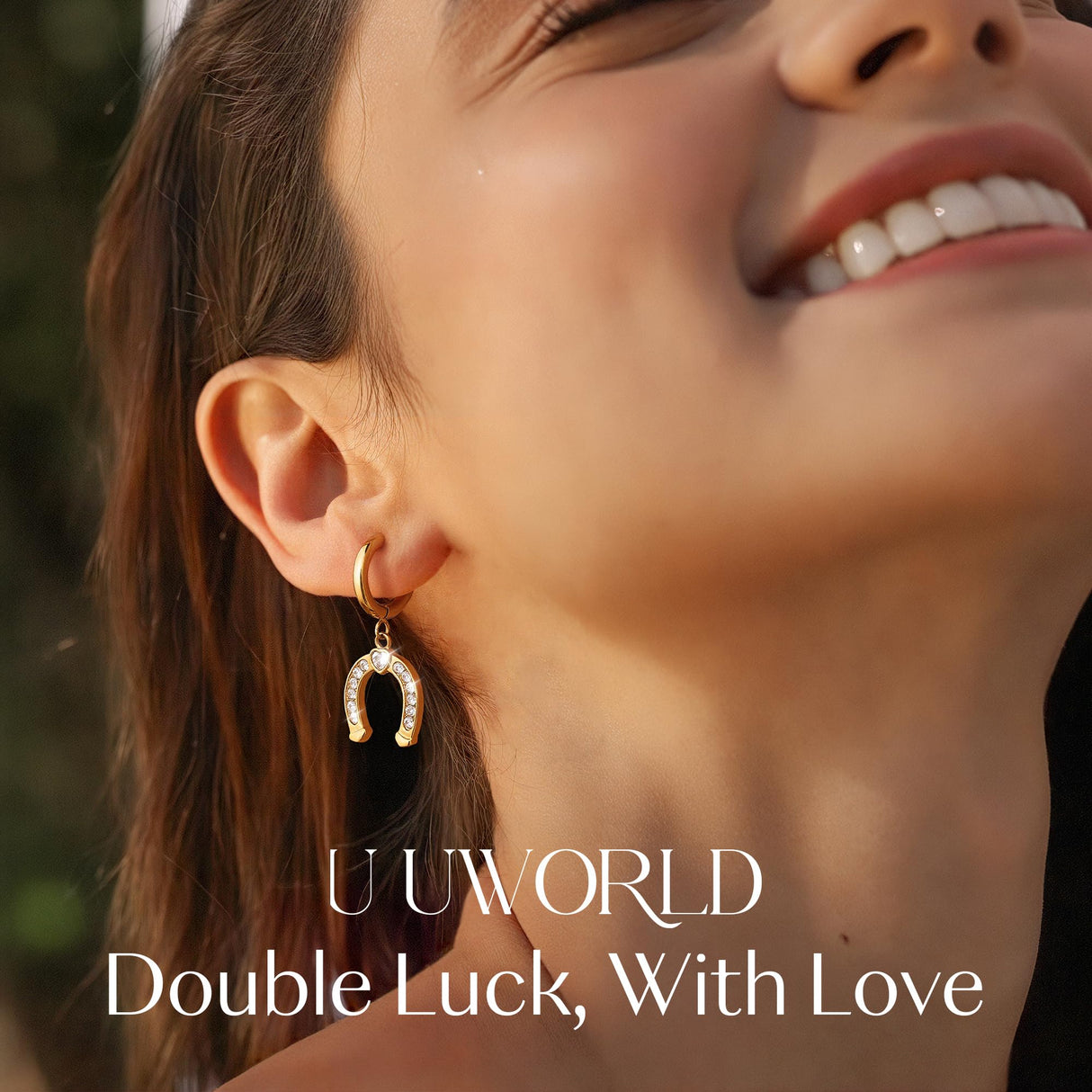Gold Dangle Earrings for Women,Horseshoe Hoop Huggie Earrings with Heart Cubic Zirconia Hypoallergenic Lightweight Dangling Earrings Lucky Jewelry Gifts Perfect for Christmas,Birthday,Anniversary