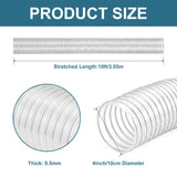 Qucship PVC Dust Collection Hose 4" x 10', Puncture-Resistant, Flexible Clear PVC Fume Hose with Carbon Steel Wire Coil for Dust Collection Systems