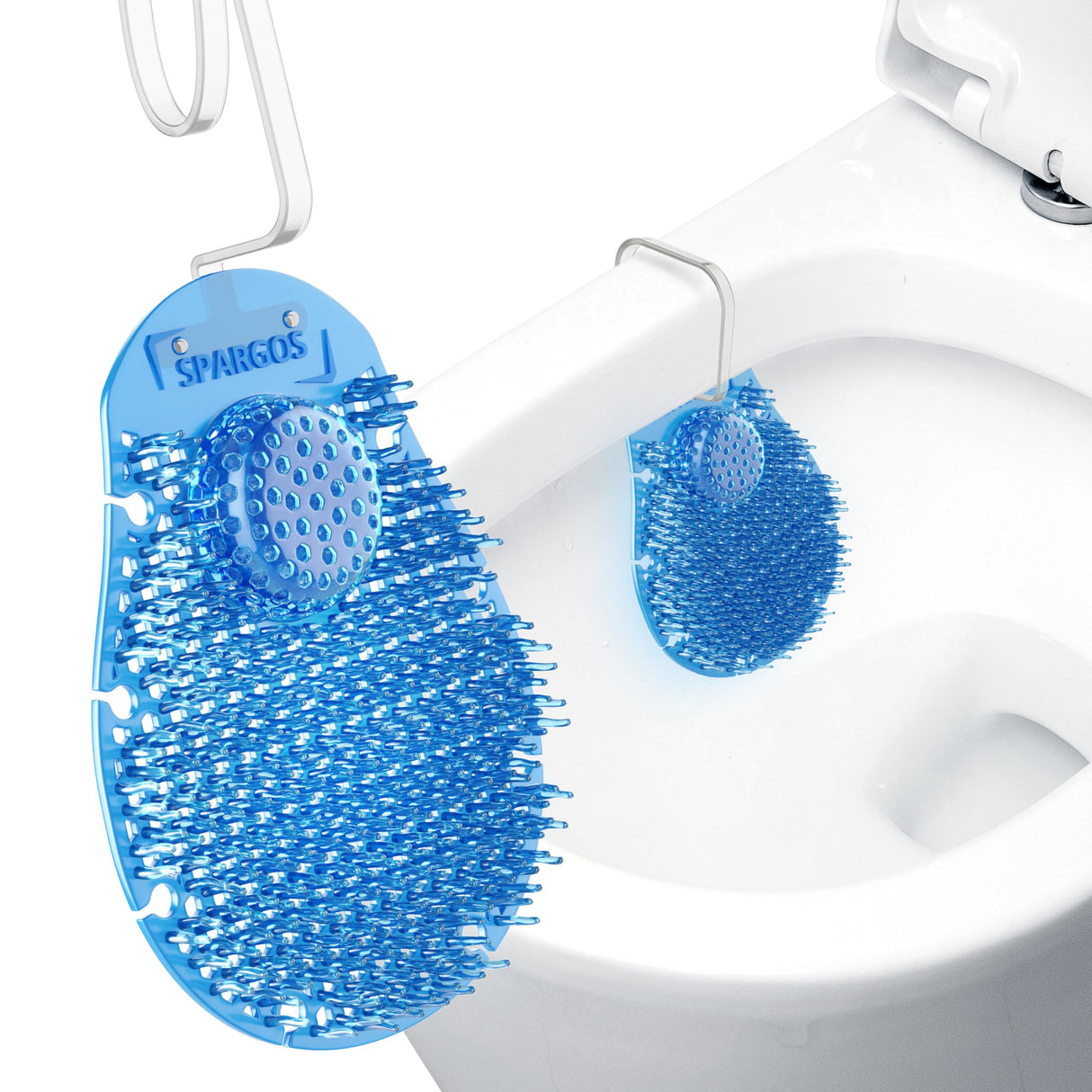 Spargos 12-Pack Rim Hanger Toilet Bowl Cleaner & Urinal Screen All-in-One | Ocean Breeze Splash Guard | Each Lasts 14 Days (5-Month Supply) | Commercial & Home Deodorizer | Gloves Included