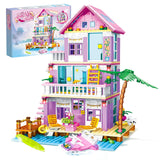 Beach House Building Sets, Seaside Villa House Building Toys Compatible with Lego Friends Sets for Girls Age 8-12, Creative Holiday Cottage Building Kit, Gift for Christmas, Valentine's Day, Party