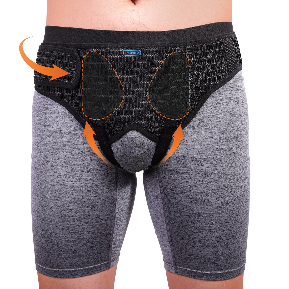 ENLUNTRA Hernia Belts for Men， Adjustable Inguinal Hernia Support Belt for Men & Women with 4 Compression Pads，Hernia Support Truss for Single/Double Inguinal or Sports Hernia（black-S）