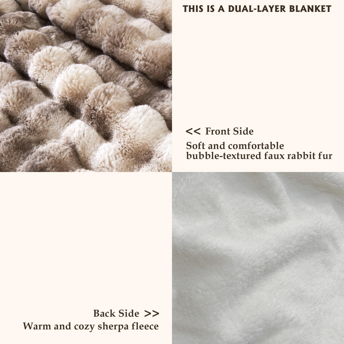 Serenhom 50"x60" Ultra-Soft Fuzzy Faux Fur Throw Blanket, Brown Tie Dye
