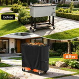 Andacar Cooler Cart Cover for Permasteel 120-Qt Rolling Ice Chest, Waterproof Ice Chest Cart Cover Patio Cooler Covers Outdoor - 37.4"L×21.7"W×35"H, Black
