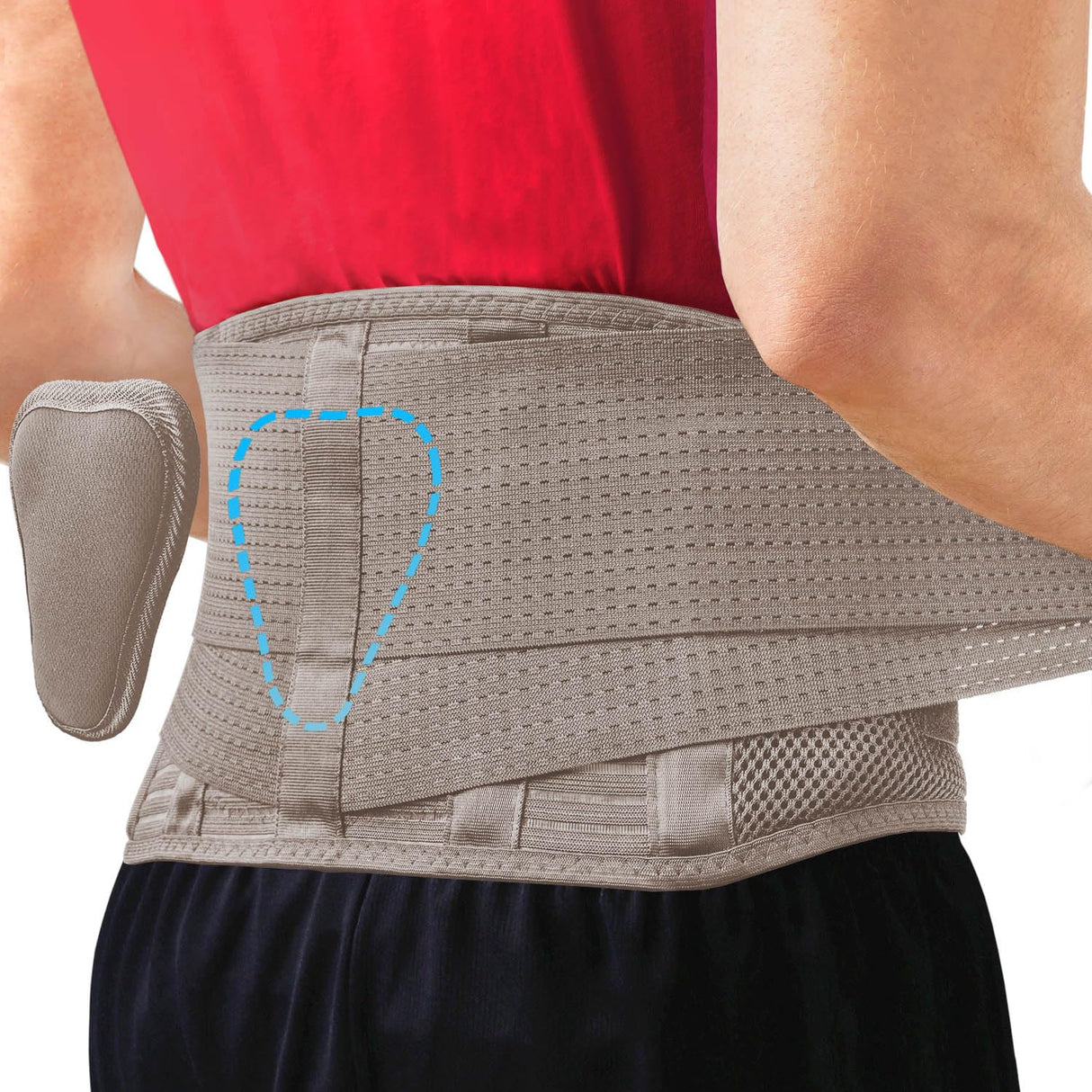 Sparthos Back Brace for Lower Back Pain - Immediate Relief from Sciatica, Herniated Disc - Breathable Design With Lumbar Support Pad - For Men & Women - Fits 38–44″ Waist (Beige-Medium, Check Sizing)