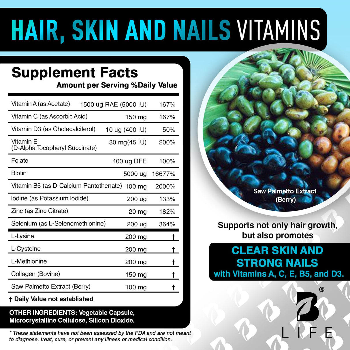 Men’s Hair Supplement – 60 Capsules – Biotin for Hair Growth Men – Hair Vitamins for Hair Loss for Men – Hair Supplements for Hair Growth with Collagen, Zinc, Selenium, Vitamins A,C,D,E – 30 Servings