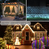 Lovelite 610 LED Christmas Net Lights, 34.5ft x 5ft Mesh Lights Outdoor Clear Wire 8 Modes, Waterproof Connectable String Lights Plug in for Bushes Xmas Tree Garden Holiday Party Decor - Warm White