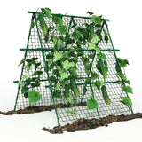 Garvee Outdoor Plant Support Trellis, 4 ft x 4 ft Metal A-Frame with Netting for Tomatoes Cucumbers Peas Beans Grapes, Climbing Vegetable Garden Trellis for Raised Beds, Green
