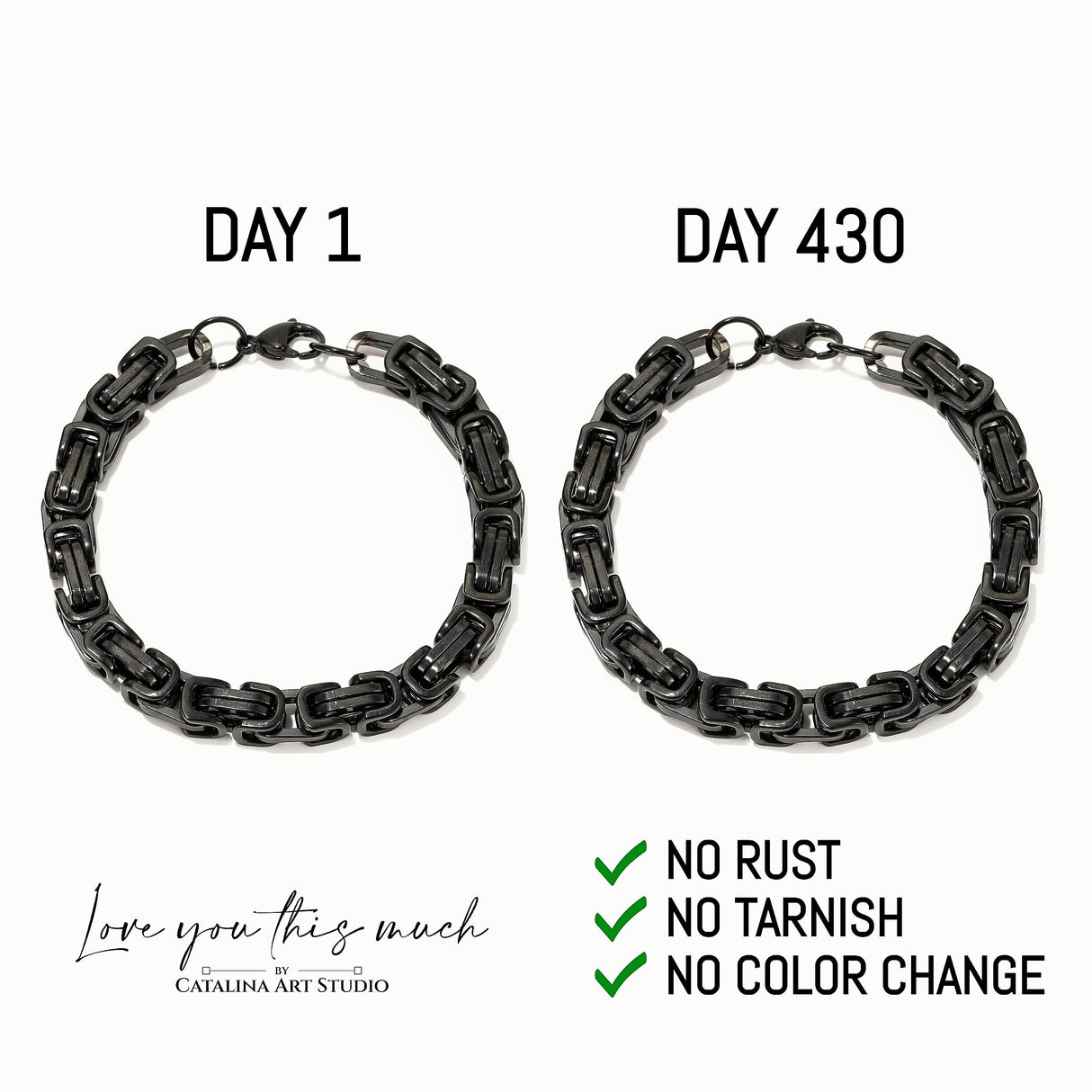 Love You This Much Son In Law Gift | Mens 5mm Twist Link Steel Bracelet | Best Present Ideas for Son in Law | 8" + 1" Extender | Luxury Gift Box & Card (Black/Black)