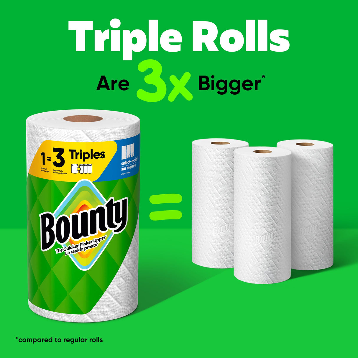 Bounty Select-A-Size Paper Towels, White, 8 Triple Rolls = 24 Regular Rolls