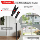 JSungo 2-in-1 Sliding Door Security Bar, Upgrade Doors Stoppers Security, Heavy-Duty Door Jammer Doors Stopper for Sliding Window, Adjustable Door Jammer for Home, Apartment, and Hotel, Black, 1 Pack