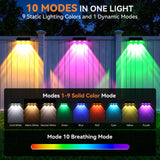 BONLION Solar Fence Lights Outdoor 10 Pack, Upgraded Brightness 3X LED Lens Fence Lights Solar Powered, 9 Fixed Colors & RGB Lights,IP65 Waterproof Solar Lights for Outside Backyard/Railing/Step/Patio