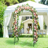 Moccha Garden Arch, 7.2Ft Metal Arbor for Climbing Plants, Vines, Roses, Outdoor Pergola Trellis with Stakes, Wide Garden Archway Arbor Trellis for Lawn Wedding