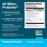 Physician's CHOICE Probiotics 60 Billion CFU - 10 Strains + Organic Prebiotics - Immune, Digestive & Gut Health - Supports Occasional Constipation, Diarrhea, Gas & Bloating - for Women & Men - 30ct