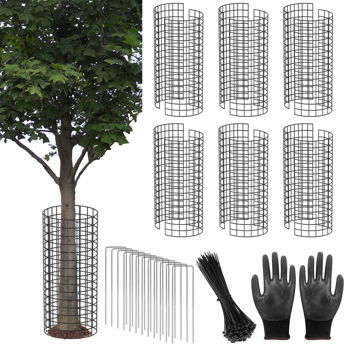 UQM 6 Pack Tree Trunk Protector, 12 Pcs Metal Tree Guards Trunk Protector