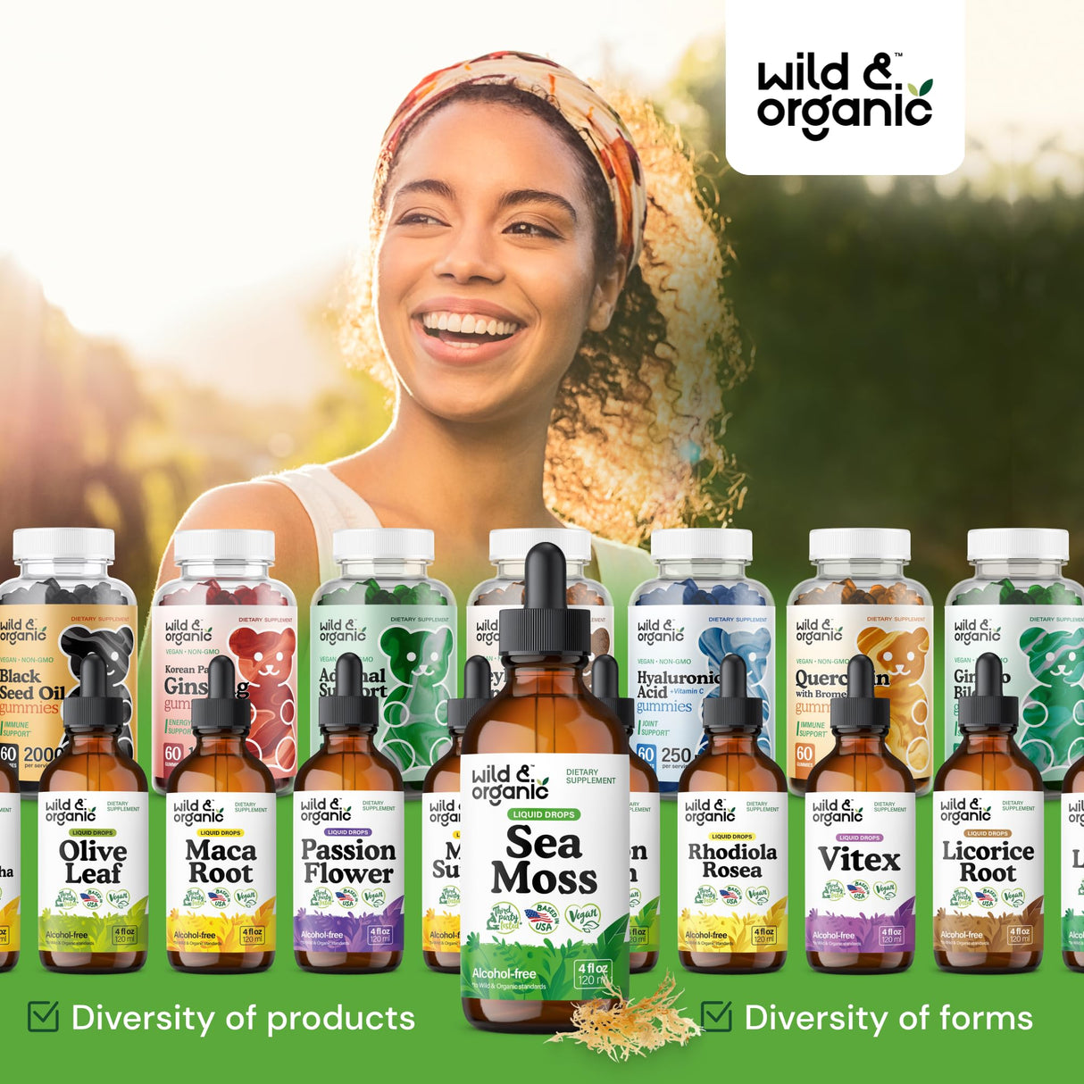 Wild & Organic Sea Moss Drops - Overall Support with Irish Seamoss and Bladderwrack - Multimineral Chondrus Crispus Tincture - Vegan, Sugar & Alcohol-Free Liquid Supplement - 4 fl oz