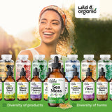 Wild & Organic Sea Moss Drops - Overall Support with Irish Seamoss and Bladderwrack - Multimineral Chondrus Crispus Tincture - Vegan, Sugar & Alcohol-Free Liquid Supplement - 4 fl oz