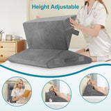 Domusensus Bed Wedge Pillow for Sleeping, 3Pcs Adjustable 9&12 Inch Fold Wedge Pillow for Sleeping,Back Pain Relief,Knee Support,Cooling Memory Foam Pillows for Acid Reflux,Snoring,Dark Grey